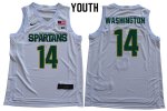 Youth Michigan State Spartans NCAA #14 Brock Washington White Authentic Nike 2020 Stitched College Basketball Jersey OE32U11RA